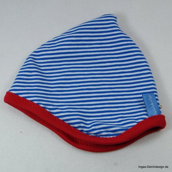 Babymütze,Wendemütze aus Baumwolljersey,Anker maritim,blau,rot,KU 40-42 cm