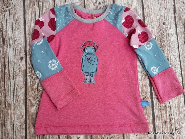 Mädchenshirt,Langarmshirt für Mädchen,Größe:98/104 rosa/grau