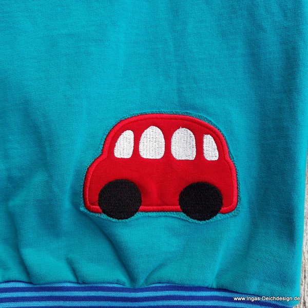 Langarmshirt aus Sweat für Kleinkinder,Auto,petrol,blau , Größe 86/92