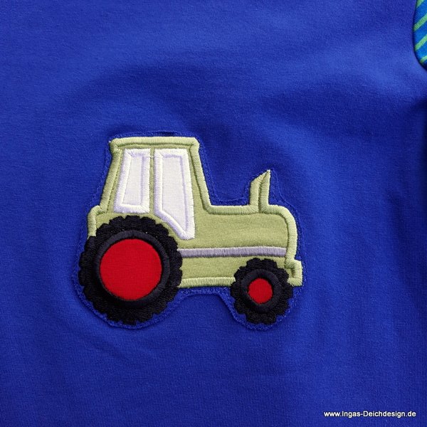 Langarmshirt,Kindershirt, Jerseyshirt,Trecker/Traktor Größe 98/104 royalblau