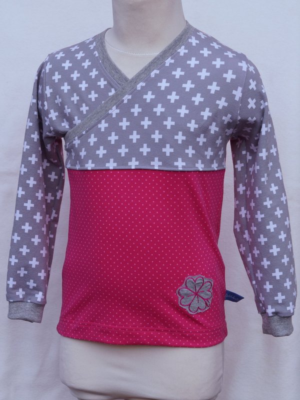 Mädchenshirt,Langarmshirt für Mädchen,Größe:104,pink,grau