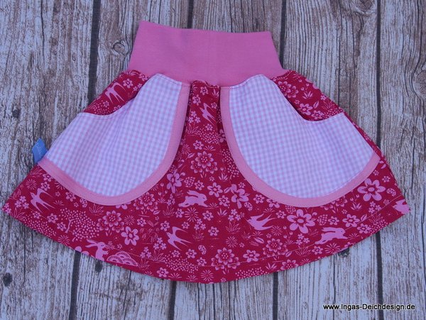 Mädchenrock mit großen Taschen Größe 92,rosa rot