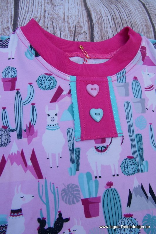 T-Shirt, Kurzarmshirt, Mädchenshirt, Lama rosa/pink, Größe 110/116