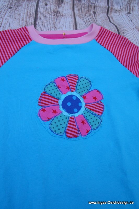 Mädchenkleid, Sommerkleid für Mädchen ,Kurzarm, Blume türkis pink, Größe 116