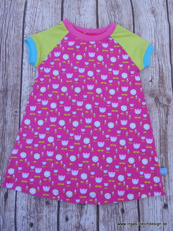 Mädchenkleid, Sommerkleid für Mädchen ,Kurzarm, pink/grün Größe 80