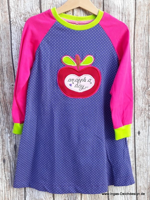 Mädchenkleid, Jerseykleid für Mädchen, Apfel  Größe 110