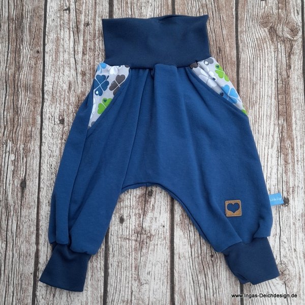 Babyset Shirt und Pumphose, Kleeblatt blau, Größe 68